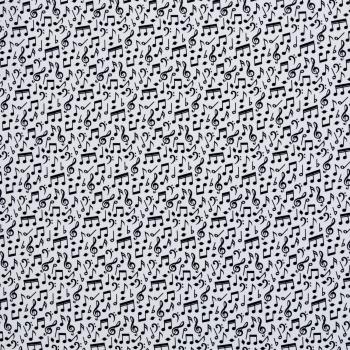 Baumwolldruck Noten Schwarz auf Weiß von Swafing